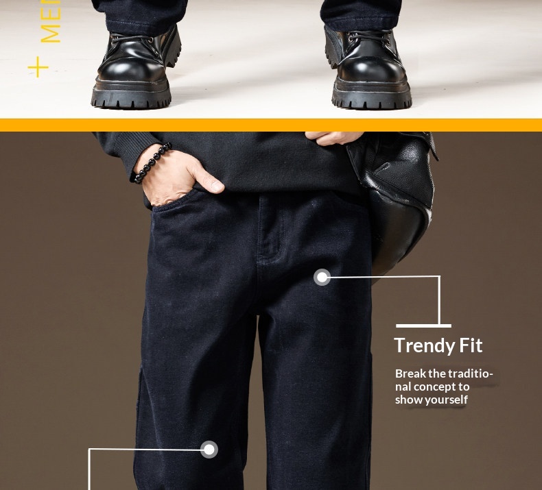 Jeans uomo taglio dritto in ciniglia foderati in pile inverno_voghion.com