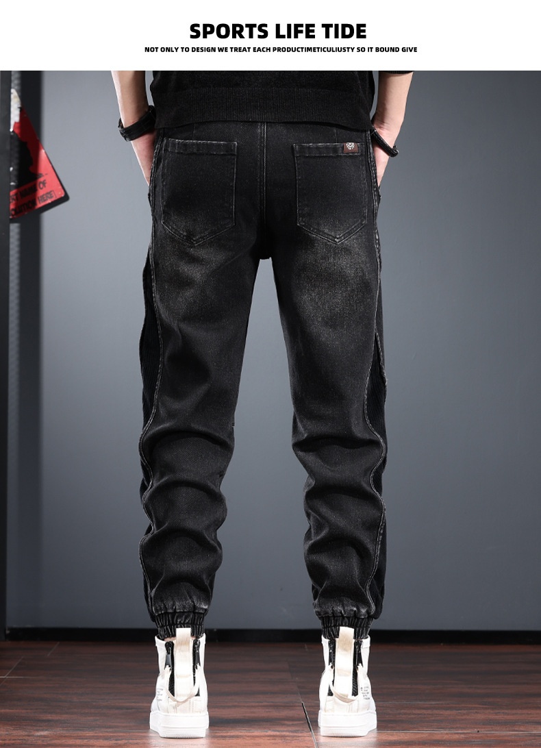 Men's Jeans Men's Slim Fit Patchwork Jogger Vintage Workwear_voghion.com