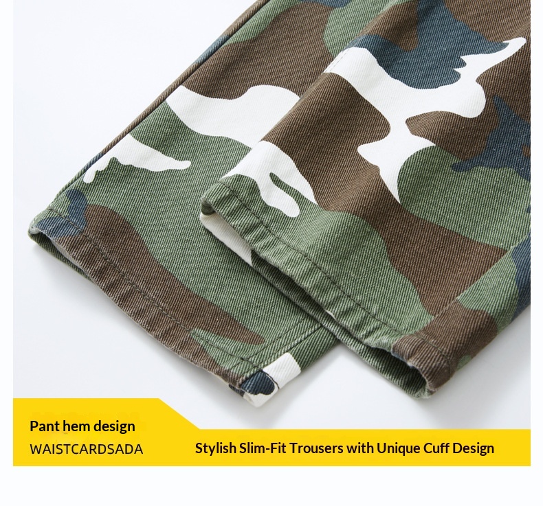 Trendy Camouflage Cargo Pants For Men Straight Leg Work Trousers_voghion.com