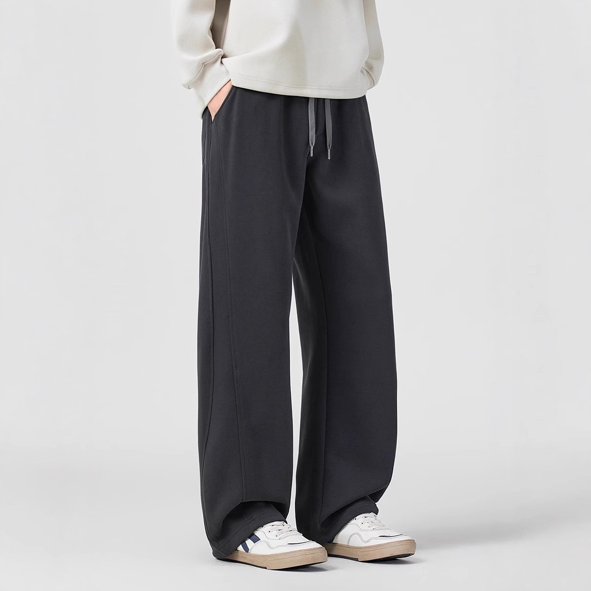 Hochwertige amerikanische Retro-Freizeithose für Herren, Herbst/Winter 2025, trendige Marke, locker geschnitten, einfarbig, Strick, gerades Bein_voghion.com