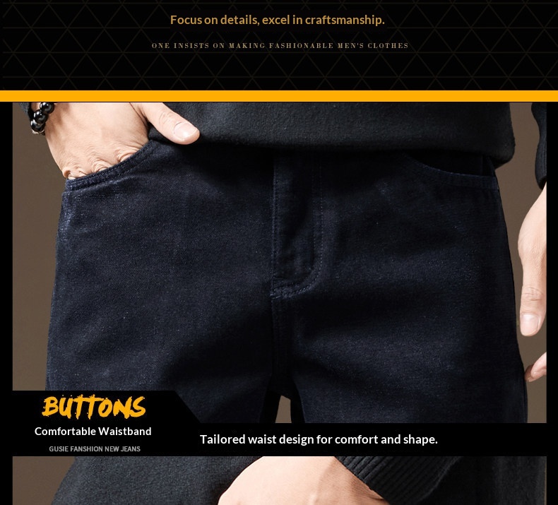 Jeans uomo taglio dritto in ciniglia foderati in pile inverno_voghion.com