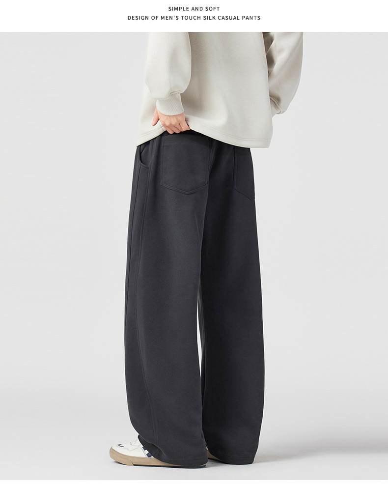 Herren Freizeithose American Retro Stil Lockere Strickhose Einfarbig_voghion.com