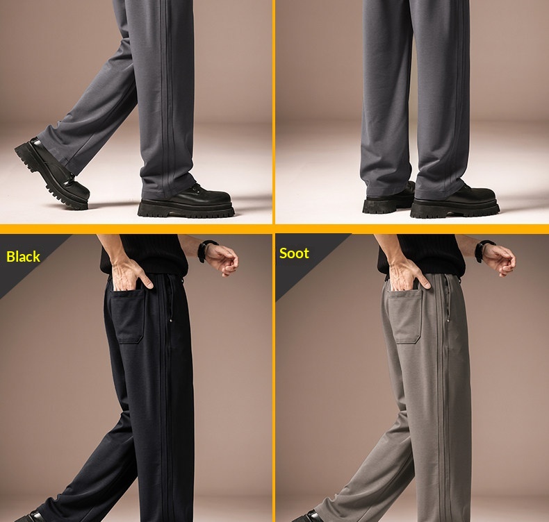 Herren American Retro Eisseide Freizeithose Weit Geschnitten Gestreift_voghion.com
