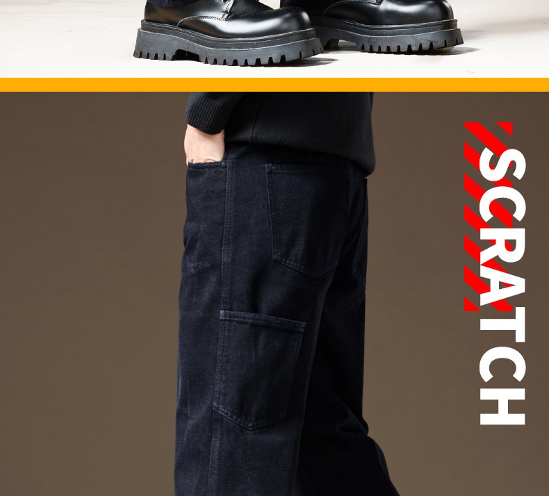 Jeans uomo taglio dritto in ciniglia foderati in pile inverno_voghion.com