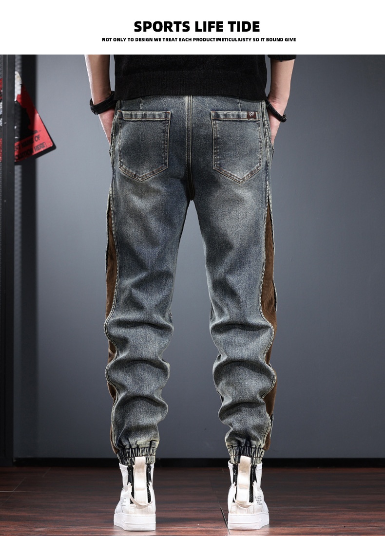 Men's Jeans Men's Slim Fit Patchwork Jogger Vintage Workwear_voghion.com