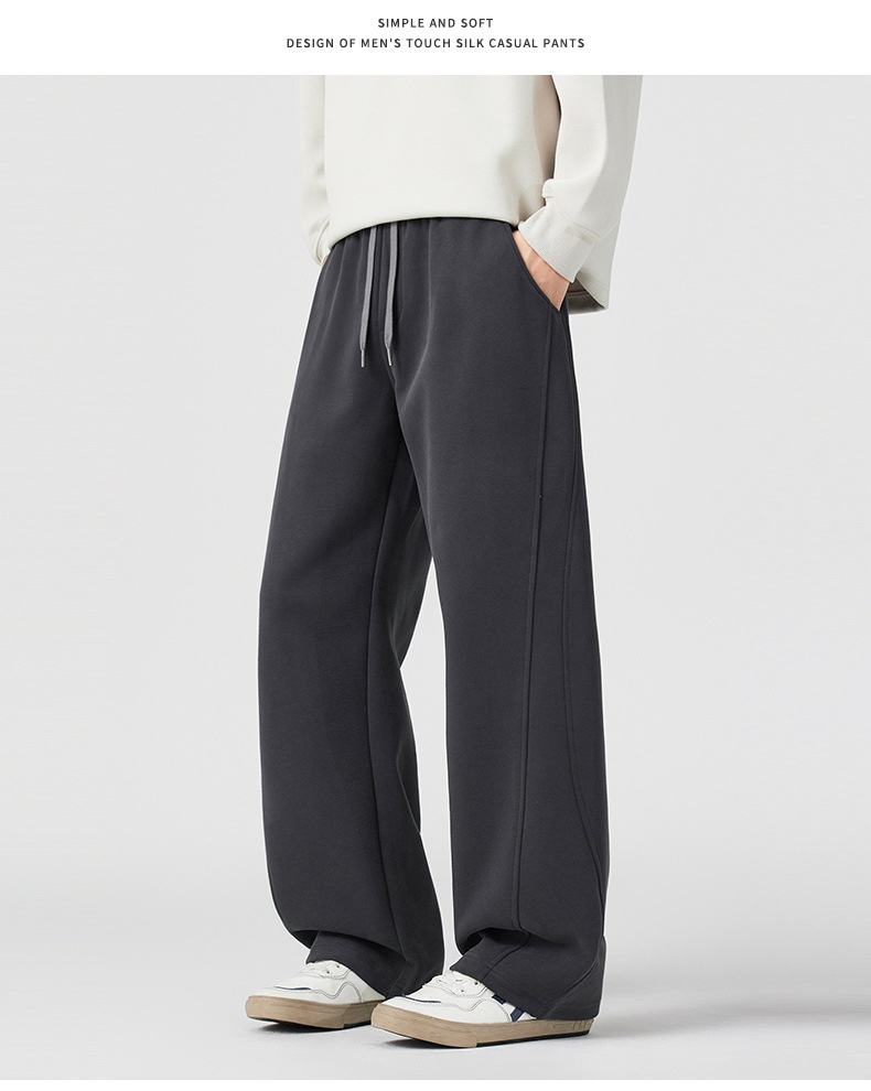 Herren Freizeithose American Retro Stil Lockere Strickhose Einfarbig_voghion.com