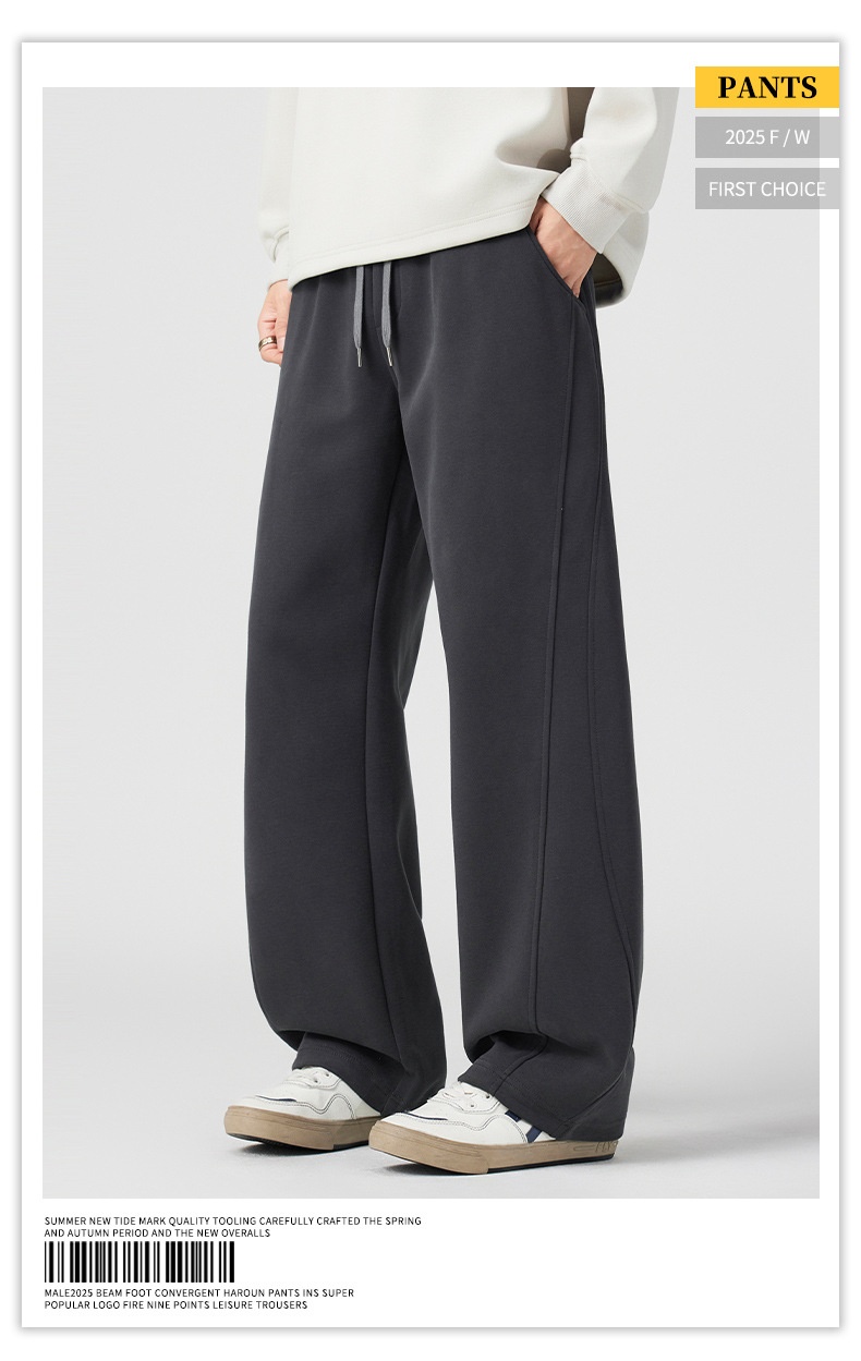 Herren Freizeithose American Retro Stil Lockere Strickhose Einfarbig_voghion.com