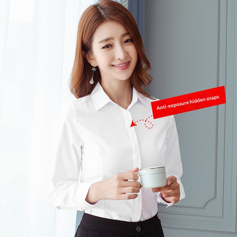 Camicia bianca da donna slim fit maniche lunghe professionale_voghion.com