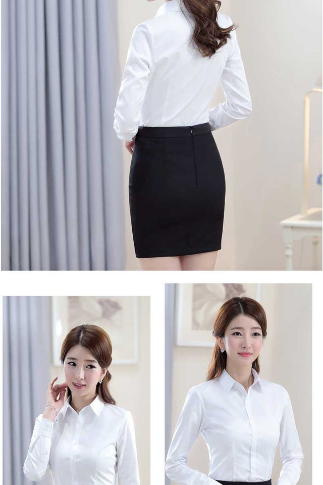 Camicia bianca da donna slim fit maniche lunghe professionale_voghion.com