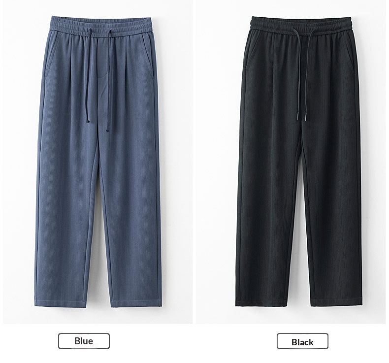 Herren Eisseide Freizeithose, Leichte Gestreifte Stoffhose Weit_voghion.com