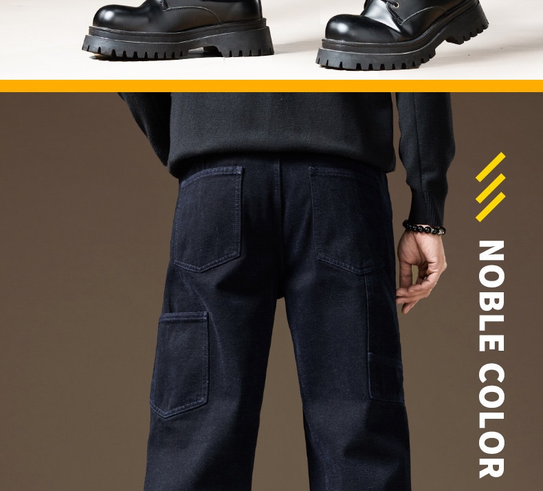 Jeans uomo taglio dritto in ciniglia foderati in pile inverno_voghion.com