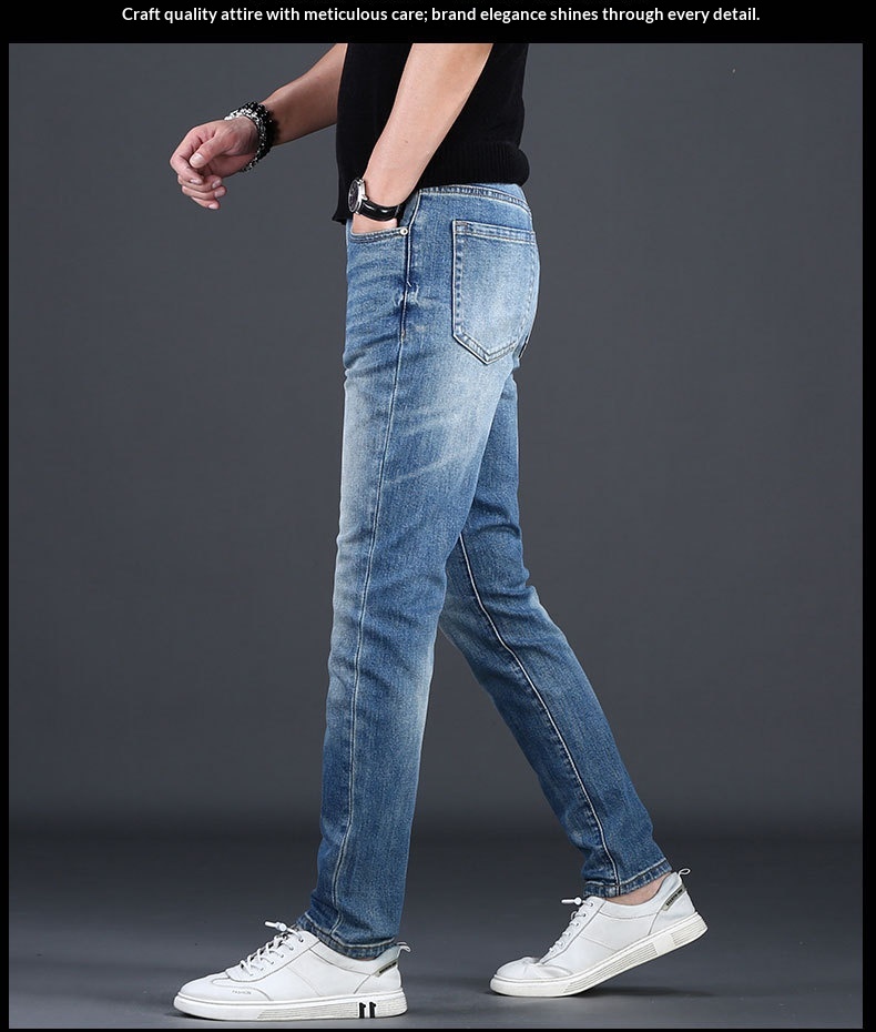 Jeans da uomo slim fit stretch in denim blu per l'inverno_voghion.com