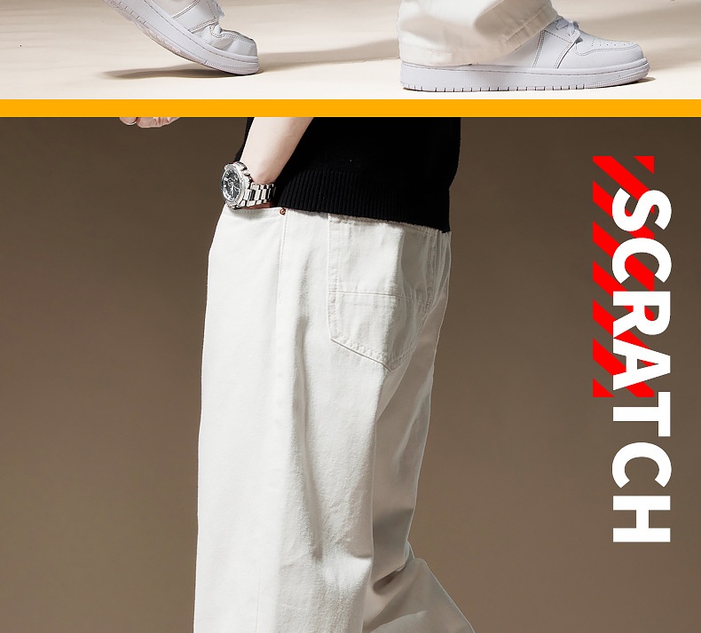 Jeans uomo bianchi a gamba larga taglio dritto in cotone casual_voghion.com