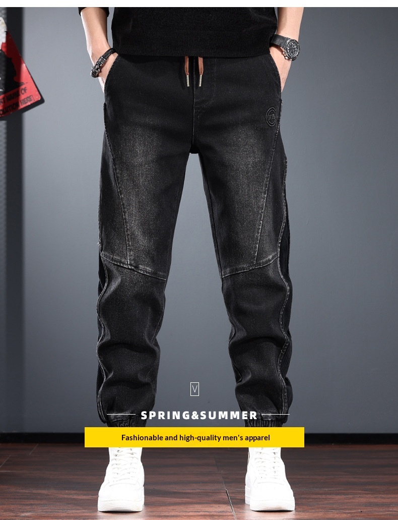 Men's Jeans Men's Slim Fit Patchwork Jogger Vintage Workwear_voghion.com