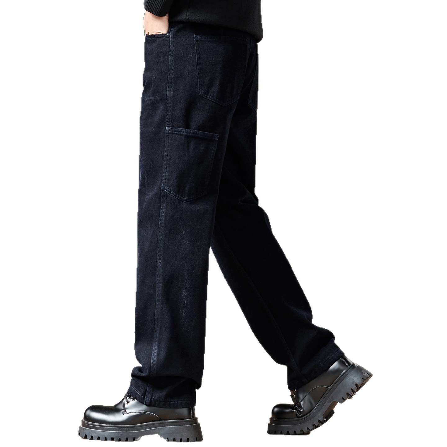 Jeans da uomo in ciniglia dritta di alta qualità in stile americano, foderati in pile invernale e più spessi, marca di tendenza, vestibilità ampia e casual_voghion.com