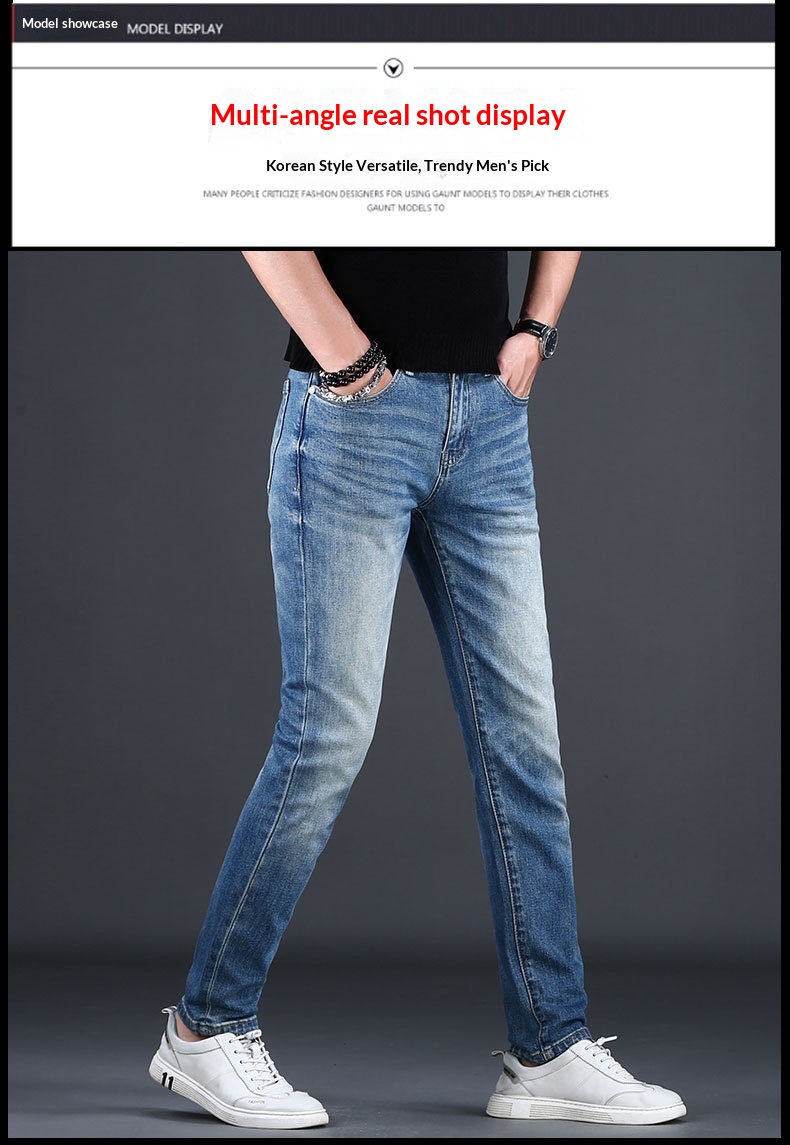 Jeans da uomo slim fit stretch in denim blu per l'inverno_voghion.com