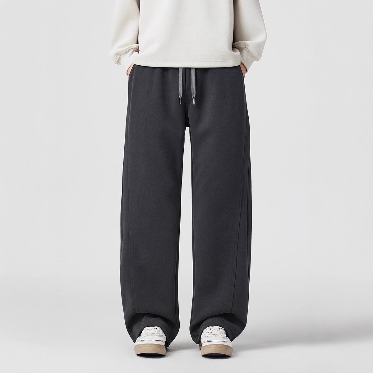 Hochwertige amerikanische Retro-Freizeithose für Herren, Herbst/Winter 2025, trendige Marke, locker geschnitten, einfarbig, Strick, gerades Bein_voghion.com