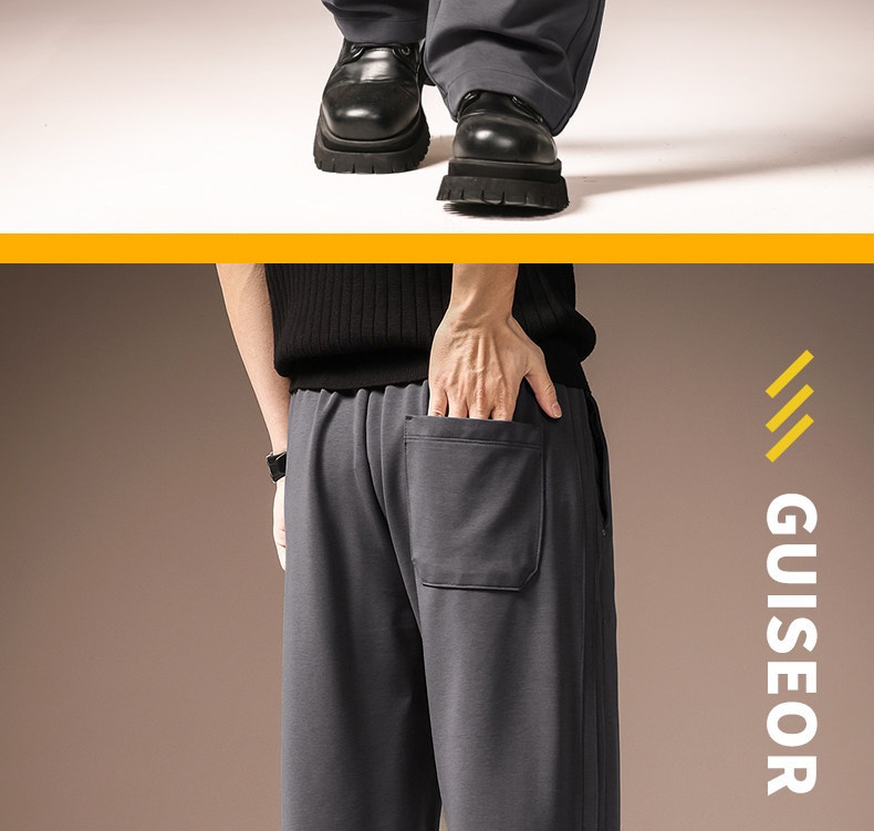 Herren American Retro Eisseide Freizeithose Weit Geschnitten Gestreift_voghion.com