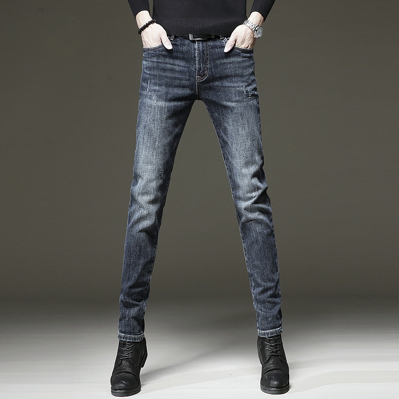 Hochwertige blaue Jeans für Herren, trendige Slim-Fit-Skinny-Jeans für Herbst und Winter 2026, modische Stretch-Jeans_voghion.com