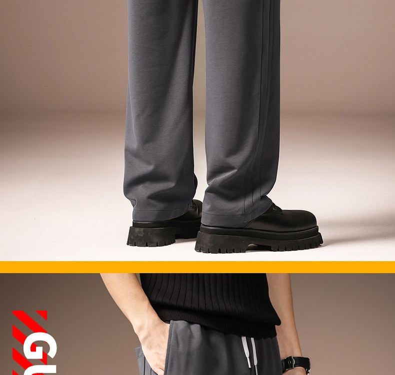 Herren American Retro Eisseide Freizeithose Weit Geschnitten Gestreift_voghion.com