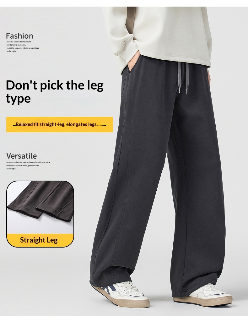 Herren Freizeithose American Retro Stil Lockere Strickhose Einfarbig_voghion.com