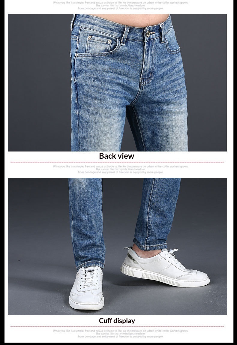 Jeans da uomo slim fit stretch in denim blu per l'inverno_voghion.com