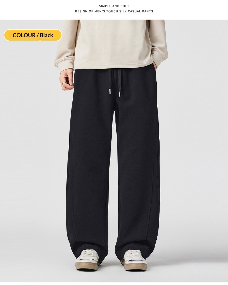Herren Freizeithose American Retro Stil Lockere Strickhose Einfarbig_voghion.com