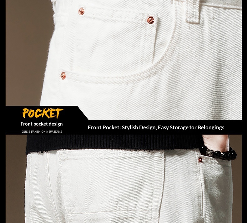 Jeans uomo bianchi a gamba larga taglio dritto in cotone casual_voghion.com