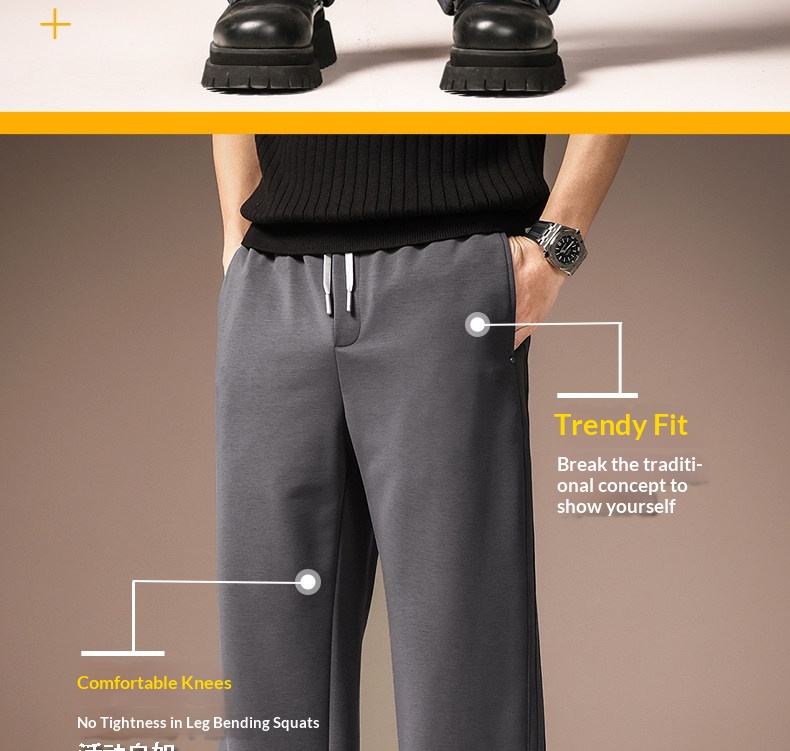 Herren American Retro Eisseide Freizeithose Weit Geschnitten Gestreift_voghion.com