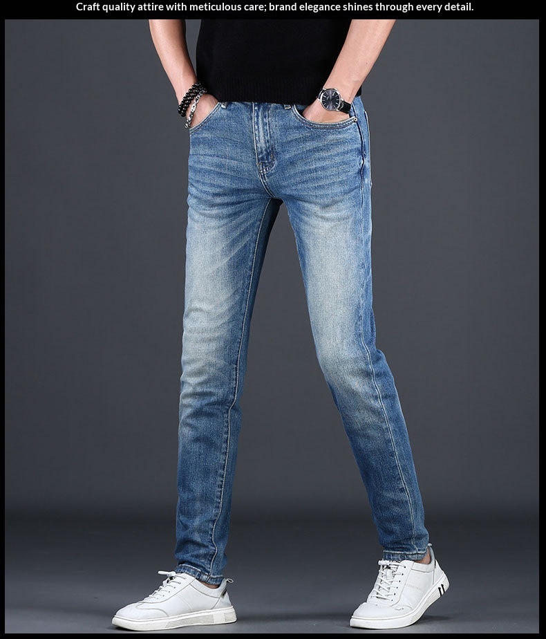 Jeans da uomo slim fit stretch in denim blu per l'inverno_voghion.com