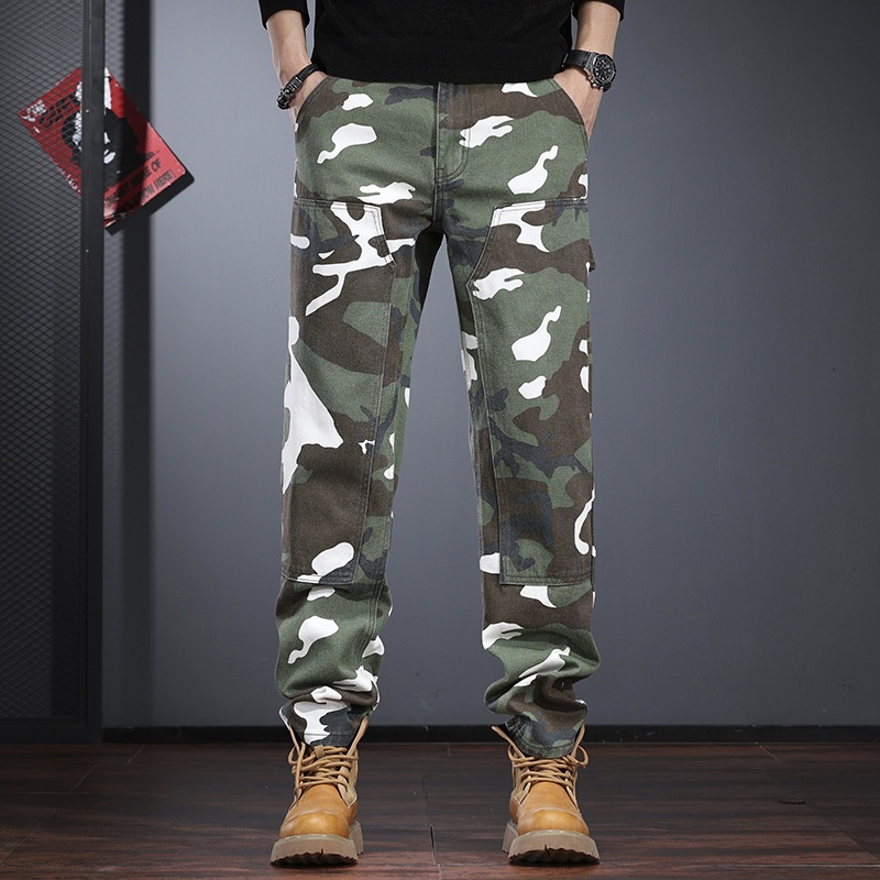 Trendy Camouflage For Men, 2025 New Spring/autumn American Casual Jeans, Rugged Straight-leg Lumberjack Work Pants_voghion.com
