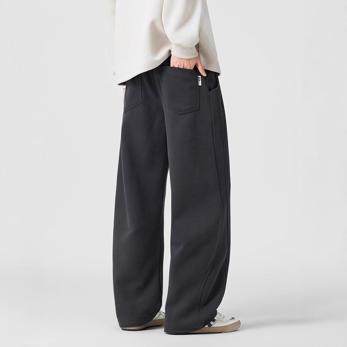 Hochwertige amerikanische Retro-Freizeithose für Herren, Herbst/Winter 2025, trendige Marke, locker geschnitten, einfarbig, Strick, gerades Bein_voghion.com
