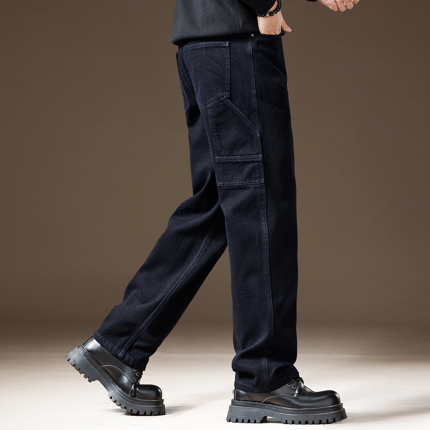Jeans da uomo in ciniglia dritta di alta qualità in stile americano, foderati in pile invernale e più spessi, marca di tendenza, vestibilità ampia e casual_voghion.com