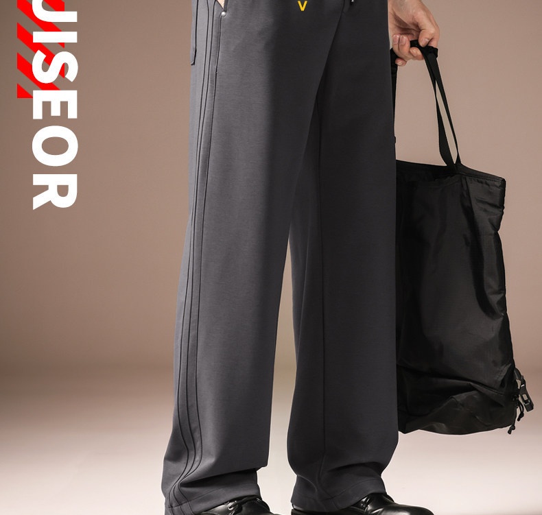 Herren American Retro Eisseide Freizeithose Weit Geschnitten Gestreift_voghion.com
