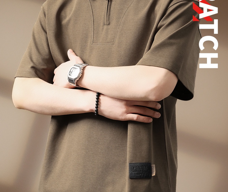 Polo homme en lyocell fermeture éclair coupe ample tendance été_voghion.com