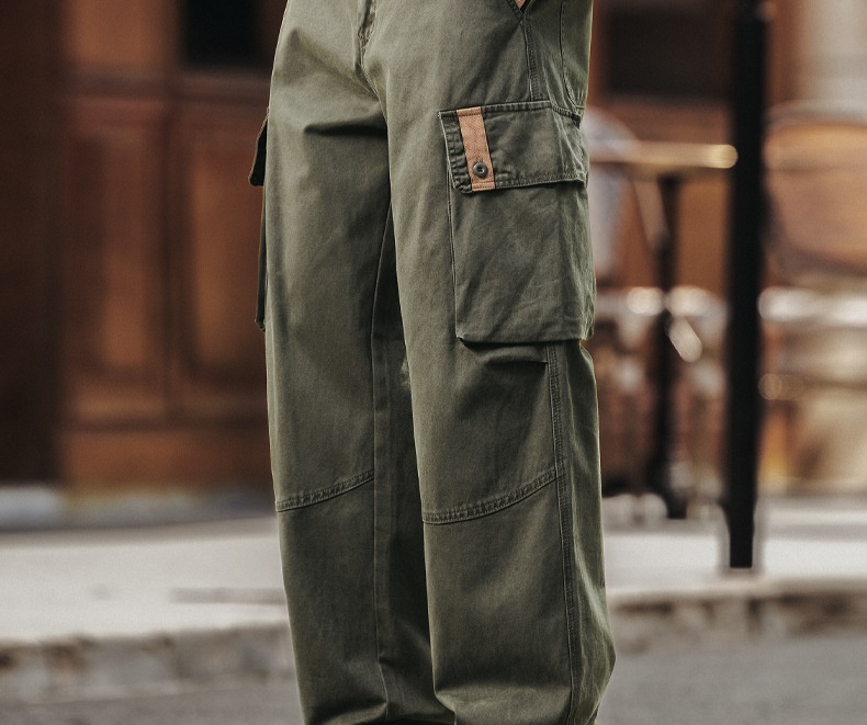 Pantaloni cargo uomo retro ampio dritto gamba larga cotone_voghion.com
