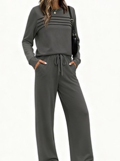 Europäisches und amerikanisches Damen-Herbst-Winter-Freizeit-Set mit langen Ärmeln und Hose_voghion.com