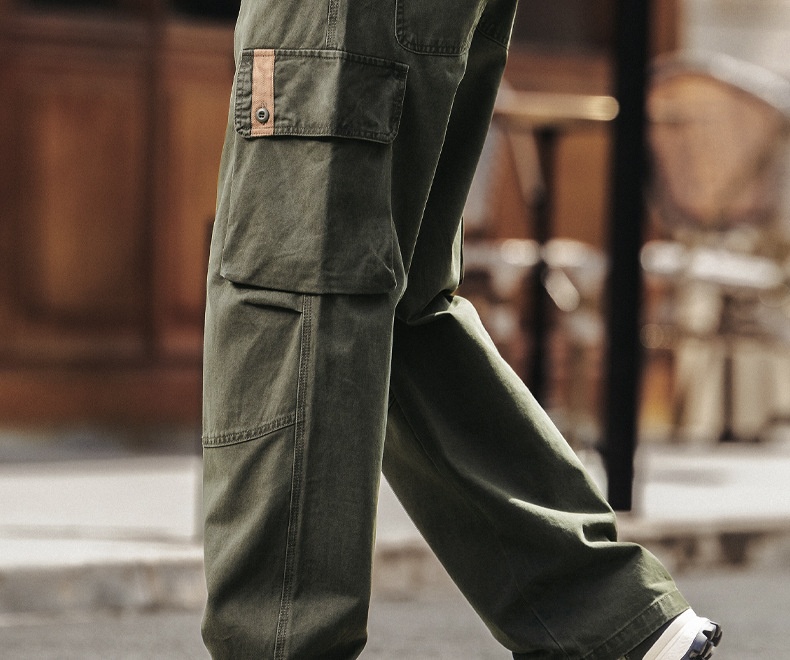 Pantaloni cargo uomo retro ampio dritto gamba larga cotone_voghion.com