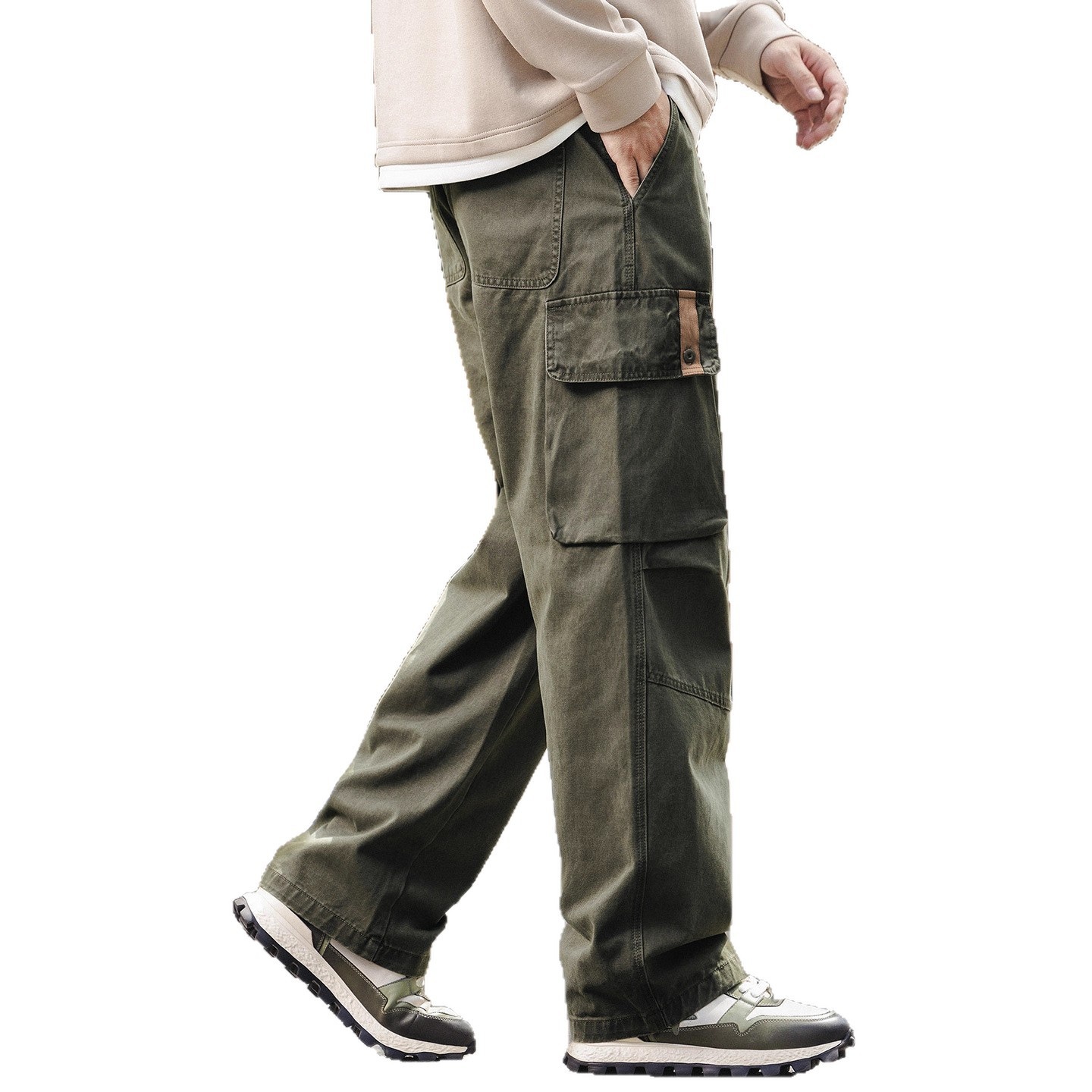 Pantaloni da lavoro da uomo in puro cotone stile retrò americano di alta gamma, nuovo stile autunnale, modello ampio e dritto a gamba larga, casual da uomo_voghion.com