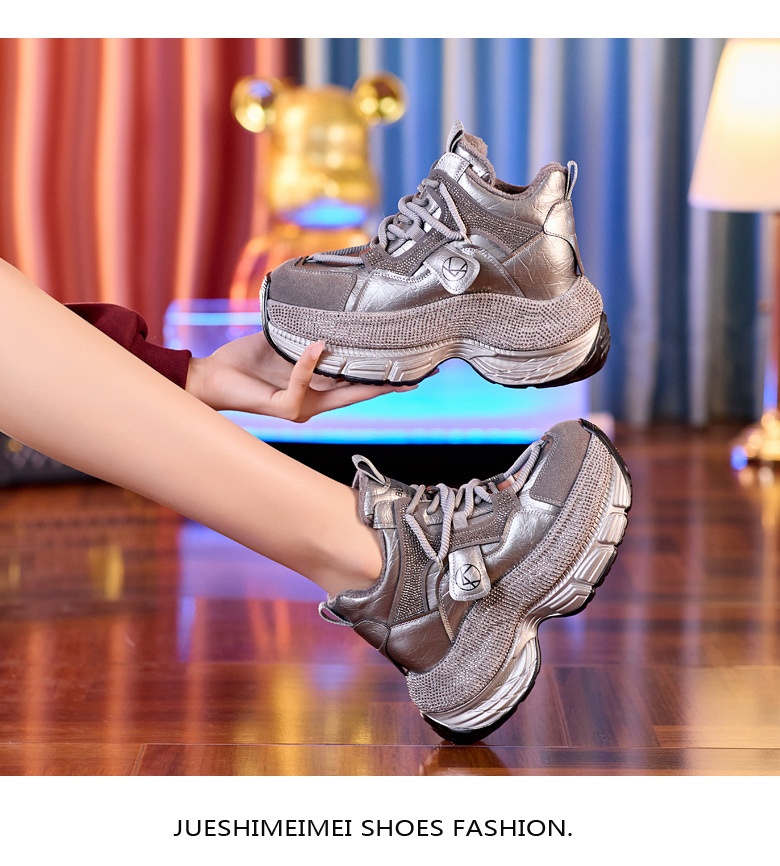 Sneakers dad con strass da donna con suola alta_voghion.com