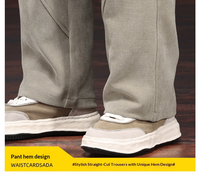 Casual herenbroek van ribfluweel losse pasvorm elastische band_voghion.com