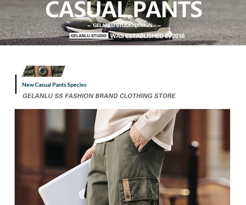 Pantaloni cargo uomo retro ampio dritto gamba larga cotone_voghion.com