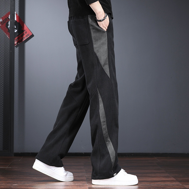 High-end Casual Pants For Men, Autumn And Winter, Fleece-lined, Thickened, Loose Straight-leg Pants, Stylish High-street_voghion.com