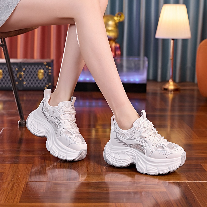 Mesh Breathable Dad Seakers 2024 Summer New Thick Sole Height Icreasig Small Foot Casual Sports Shoes For Petite_voghion.com