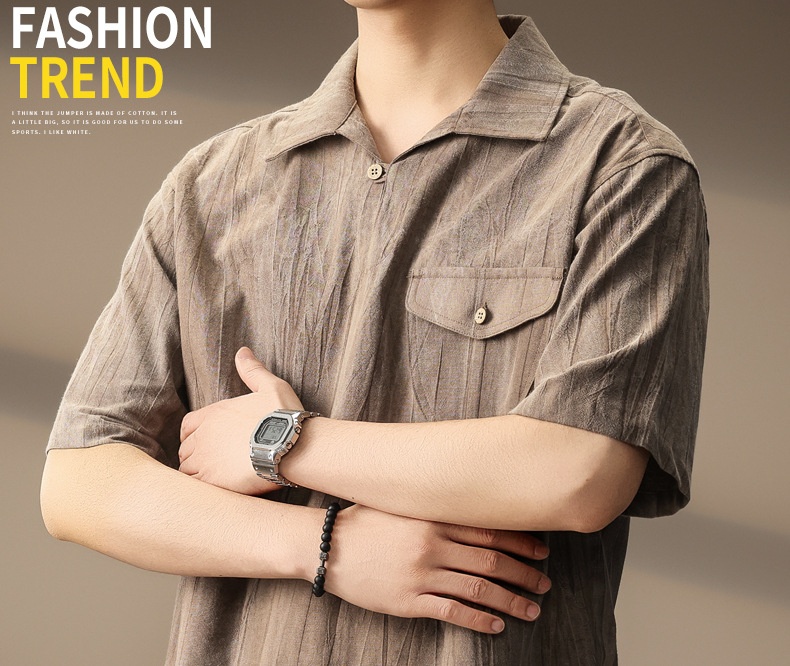 Polo de hombre en algodón y lino transpirable estilo retro_voghion.com