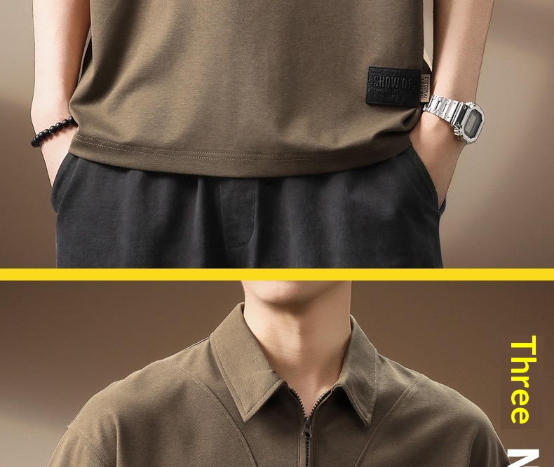 Polo homme en lyocell fermeture éclair coupe ample tendance été_voghion.com