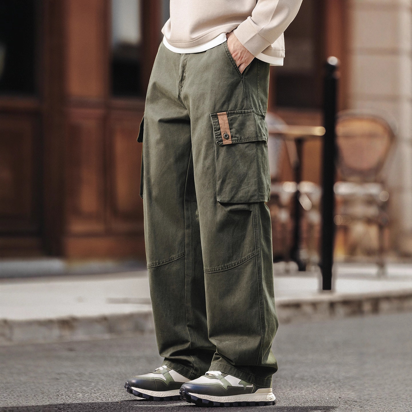 Pantaloni da lavoro da uomo in puro cotone stile retrò americano di alta gamma, nuovo stile autunnale, modello ampio e dritto a gamba larga, casual da uomo_voghion.com