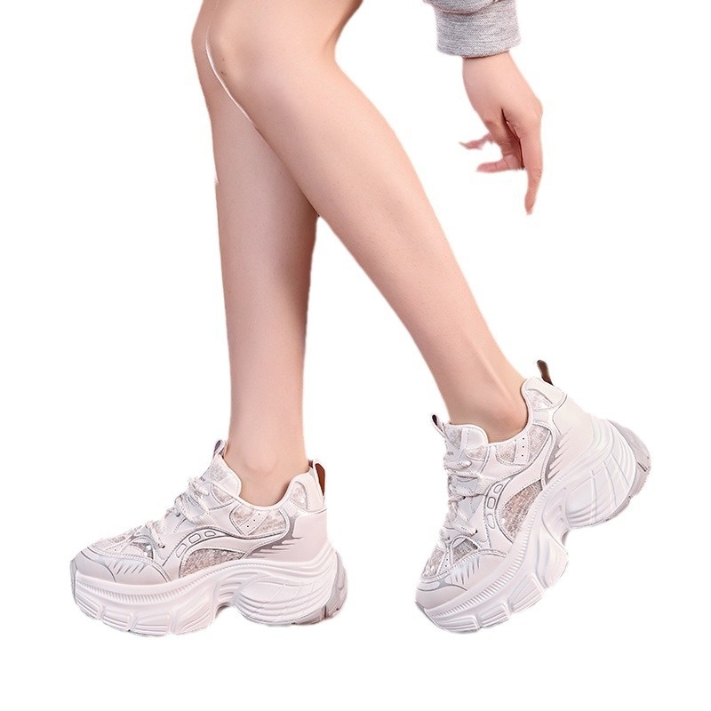 Mesh Breathable Dad Seakers 2024 Summer New Thick Sole Height Icreasig Small Foot Casual Sports Shoes For Petite_voghion.com