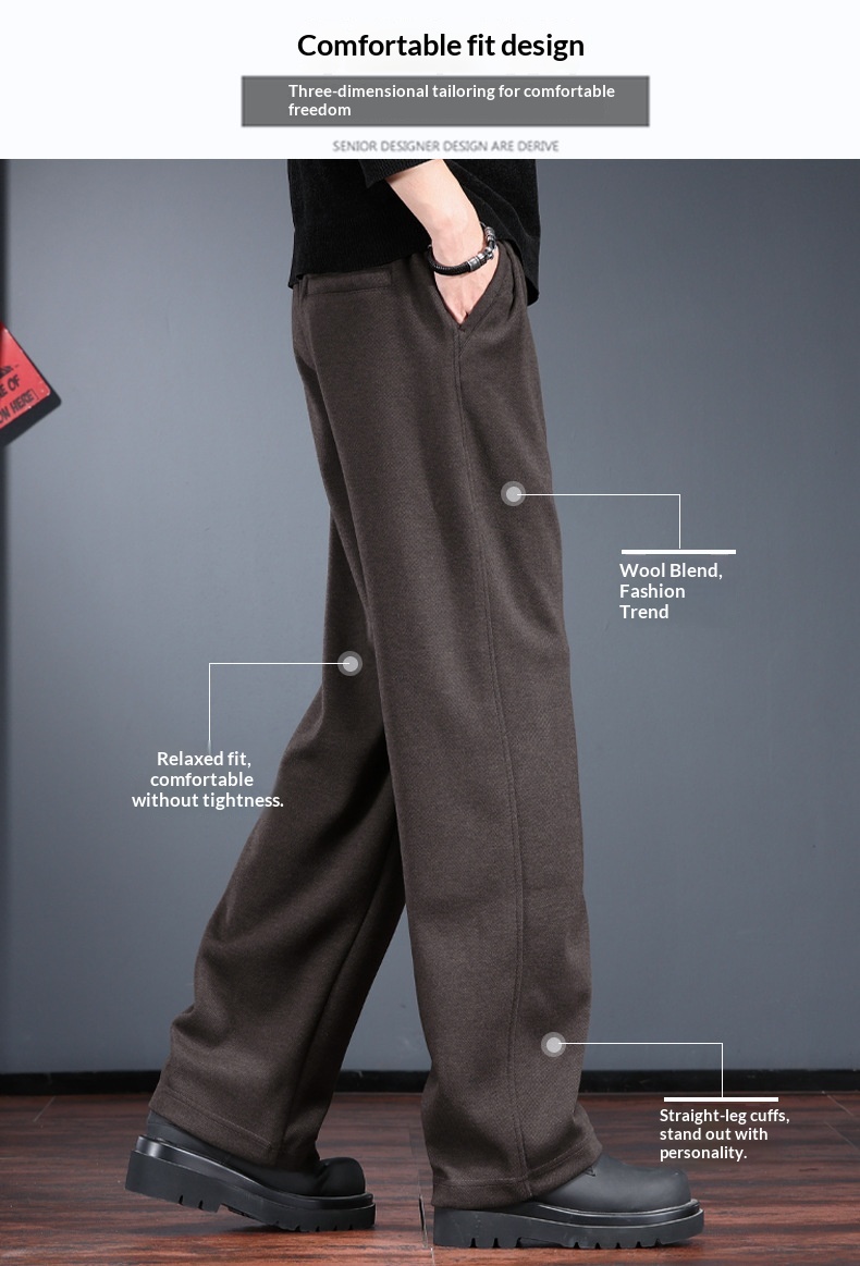 Men's Heavyweight Casual Pants Fleece Lined Thickened Trousers_voghion.com