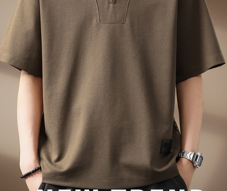 Polo homme en lyocell fermeture éclair coupe ample tendance été_voghion.com